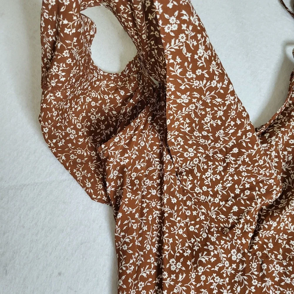 Flynn Skye Dreamy Women's brown white Floral Maxi Dress Size XS